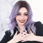 ombre purple front lace wavy wig